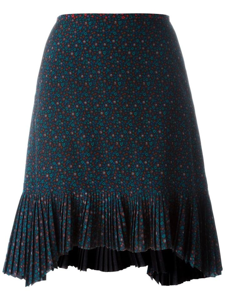 Coach Floral Print Plissé Skirt