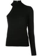 Michael Kors - Single Sleeve Knitted Blouse - Women - Cashmere - L, Black, Cashmere