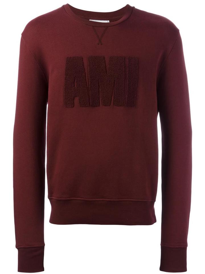 Ami Alexandre Mattiussi Terrycloth Ami Logo Sweatshirt, Men's, Size: Large, Red, Cotton