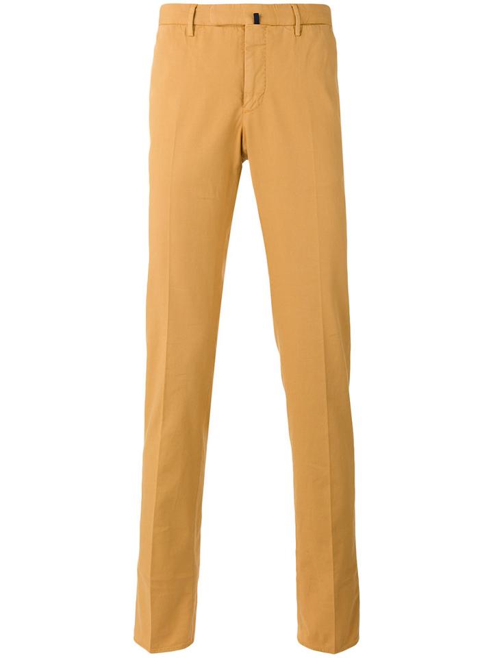 Incotex Skinny Trousers, Men's, Size: 52, Yellow/orange, Cotton/spandex/elastane