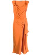 Alberta Ferretti Cowl Neck Midi Dress - Orange