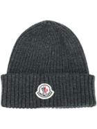 Moncler Ribbed Beanie Hat - Grey