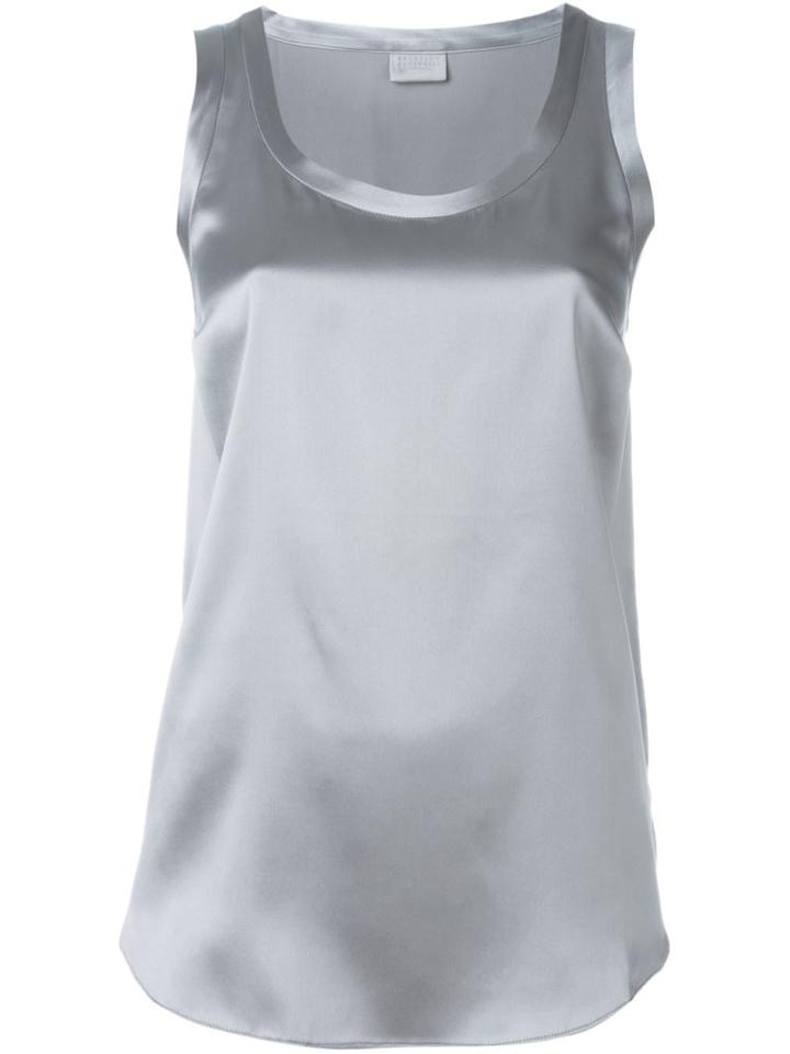 Brunello Cucinelli Sleeveless Top, Women's, Size: Small, Grey, Silk/spandex/elastane