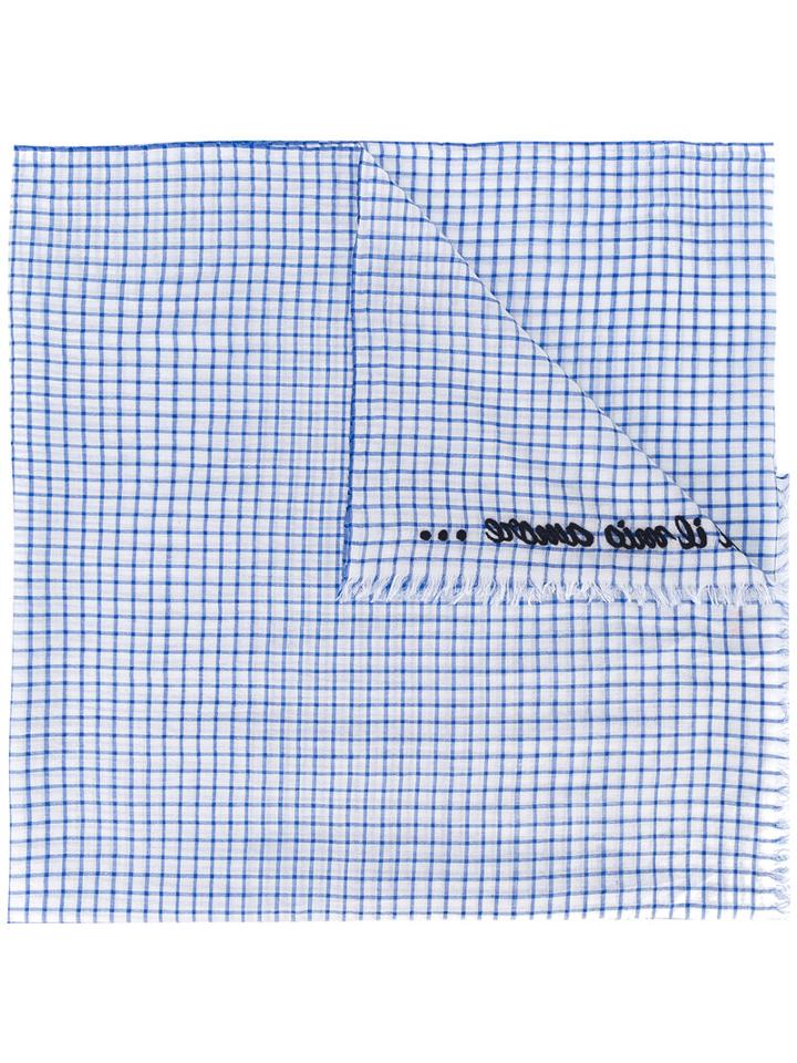 Faliero Sarti - Checked Scarf - Women - Silk/cotton/polyester/rayon - One Size, White, Silk/cotton/polyester/rayon