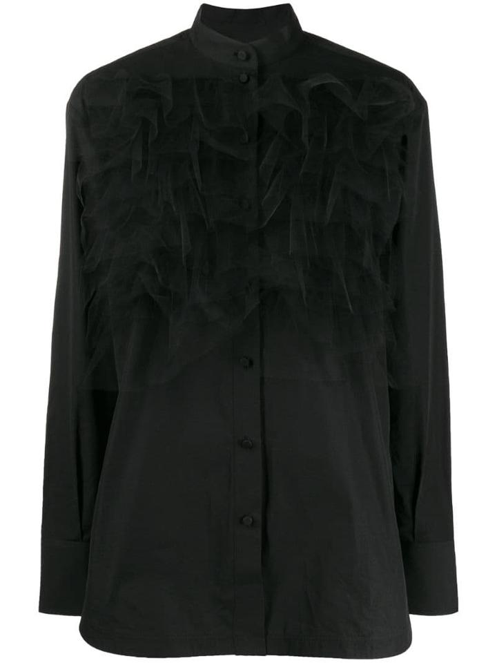 Valentino Tulle Overlay Shirt - Black