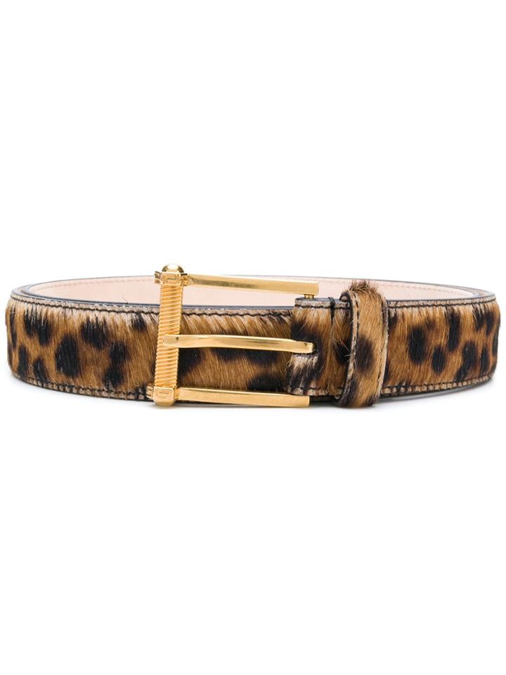 Versace Leopard Fur Belt - Brown