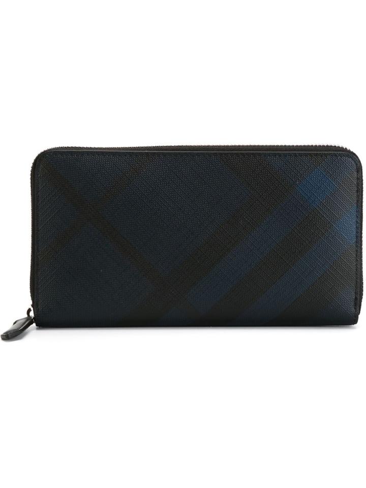 Burberry Checked Wallet - Blue