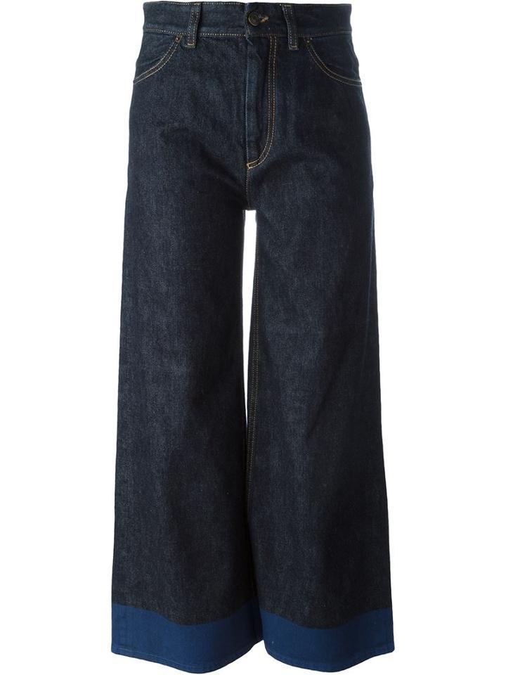 Ports 1961 Wide Leg Cropped Jeans, Women's, Size: 28, Blue, Cotton