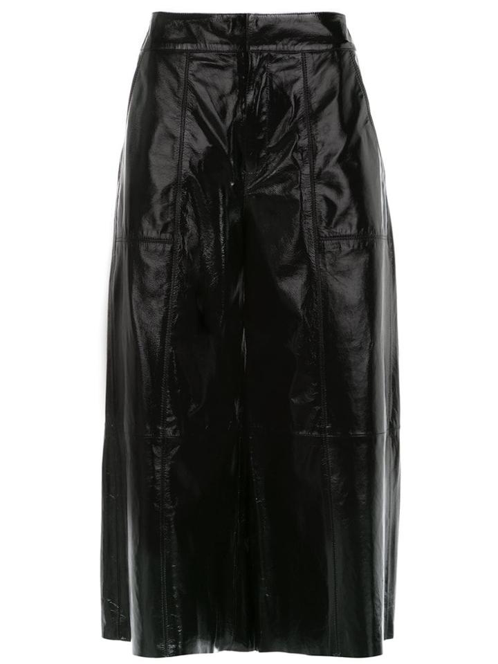 Nk Collection Patent Cropped Pants - Black