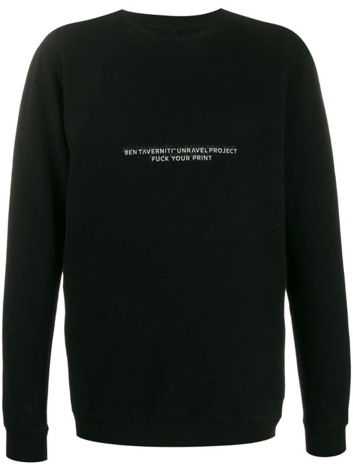 Unravel Project Slogan Print Longline Sweatshirt - Black