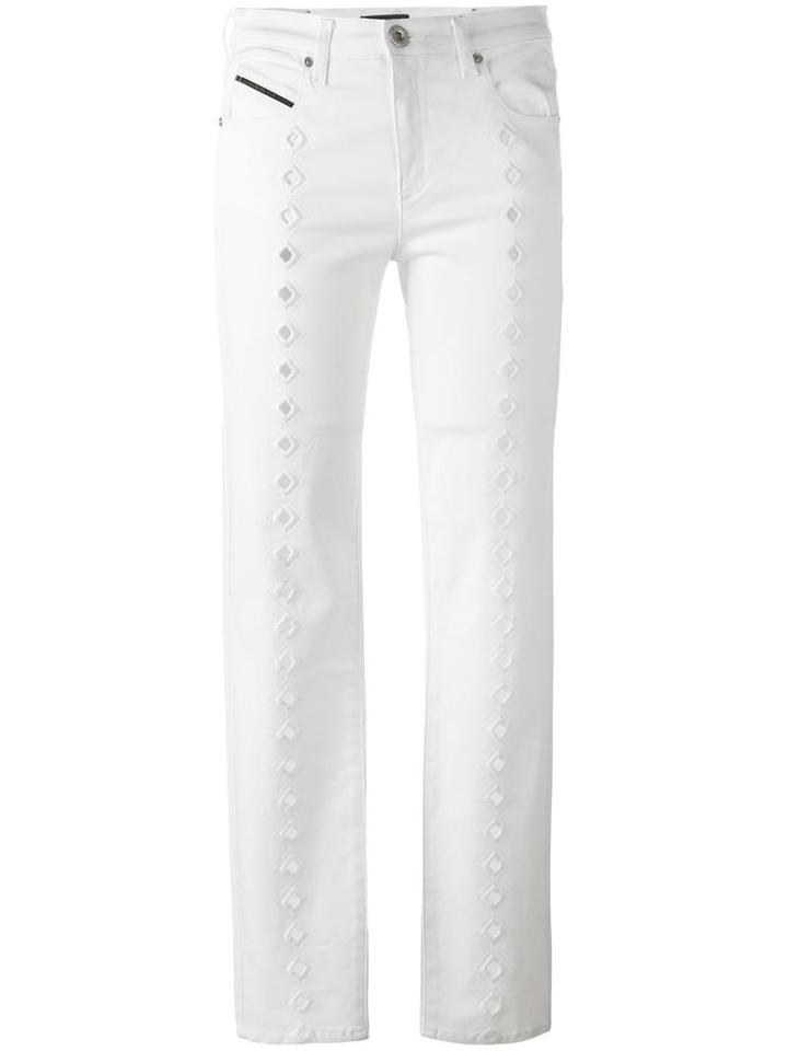 Diesel Black Gold Embroidered Details Jeans, Women's, Size: 29, White, Cotton/spandex/elastane