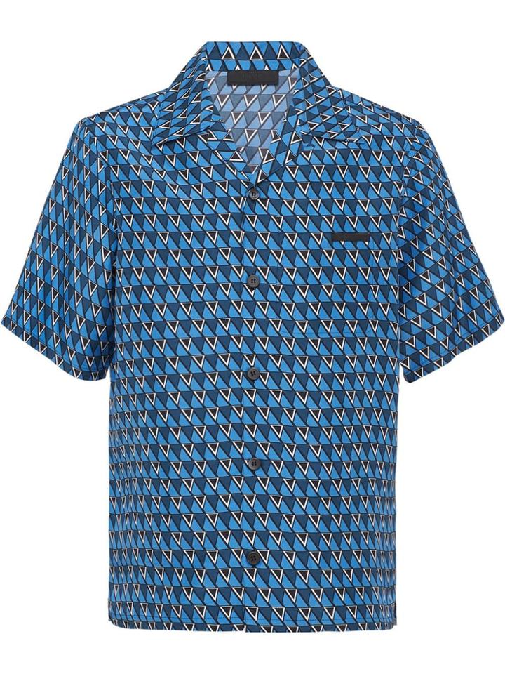 Prada Printed Silk Shirt - Blue