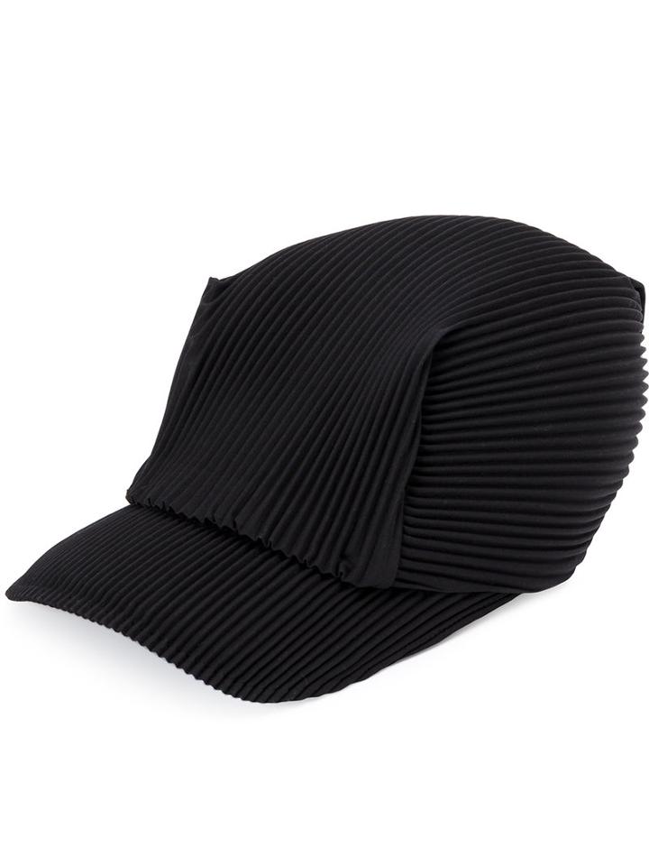 Pleats Please By Issey Miyake - Pleated Cap - Women - Polyester - One Size, Black, Polyester
