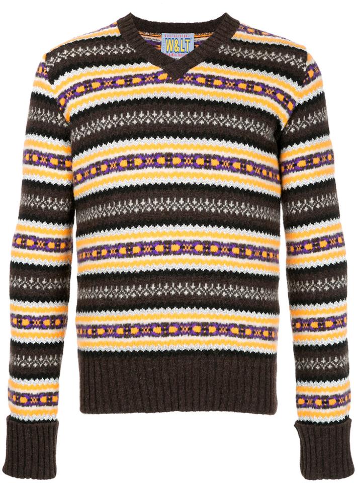 Walter Van Beirendonck Vintage Fairisle V-neck Sweater - Brown