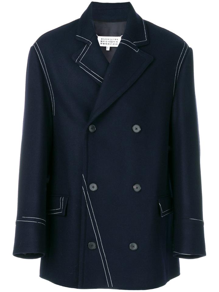 Maison Margiela Double Breasted Coat - Blue