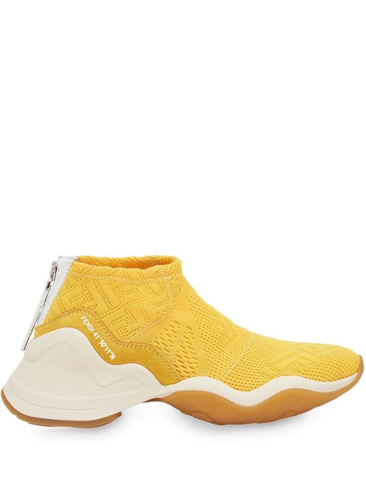 Fendi Mesh Ff Logo Sneakers - Yellow
