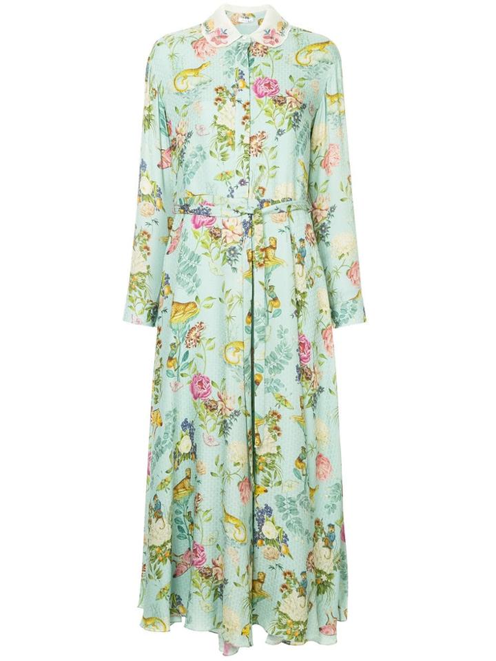 Vilshenko Floral Shirt Dress - Blue