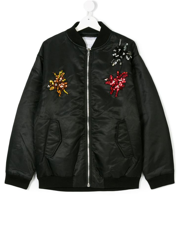 Gaelle Paris Kids Sequined Bomber Jacket - Black