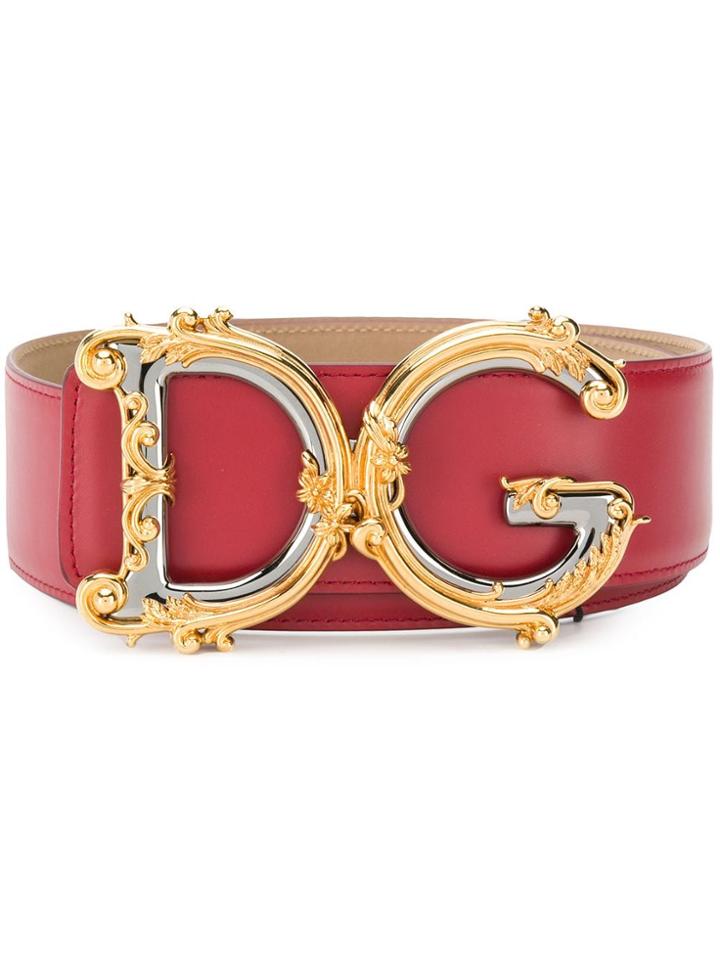 Dolce & Gabbana Embellished Dg Buckle Belt - Red