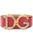 Dolce & Gabbana Embellished Dg Buckle Belt - Red