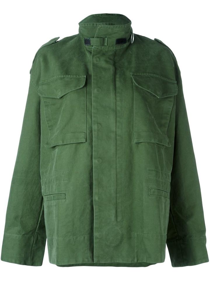 Off-white Back Logo Print Jacket, Women's, Size: Small, Green, Cotton