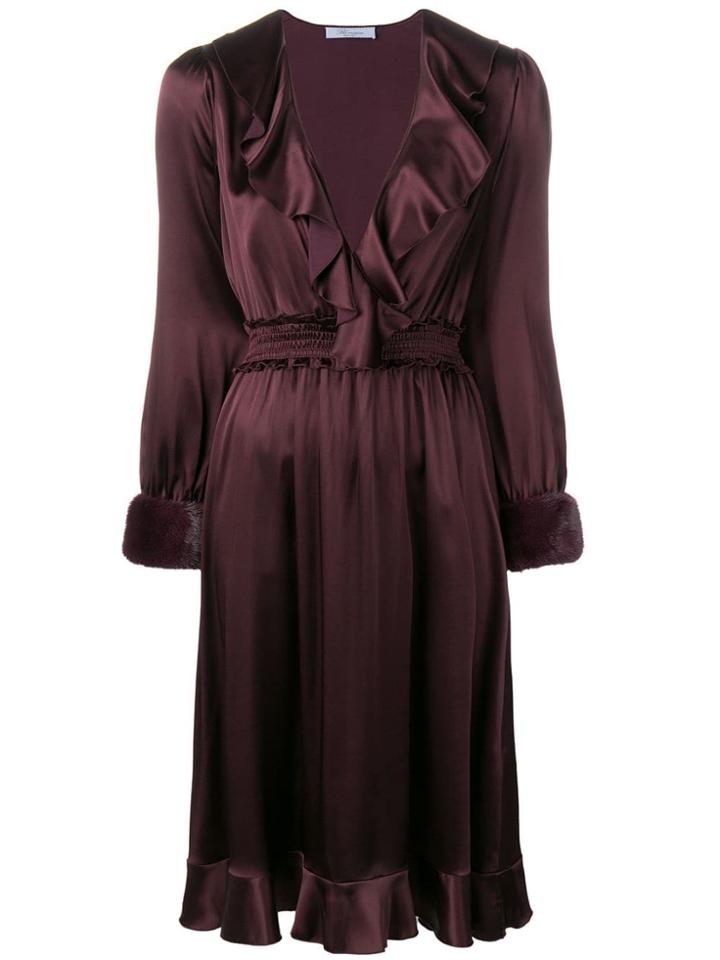 Blumarine Ruffled Midi Dress - Red