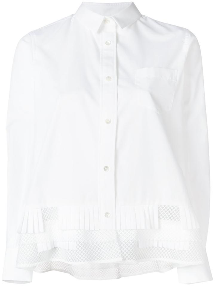 Sacai Mesh Ruffled Hem Short - White
