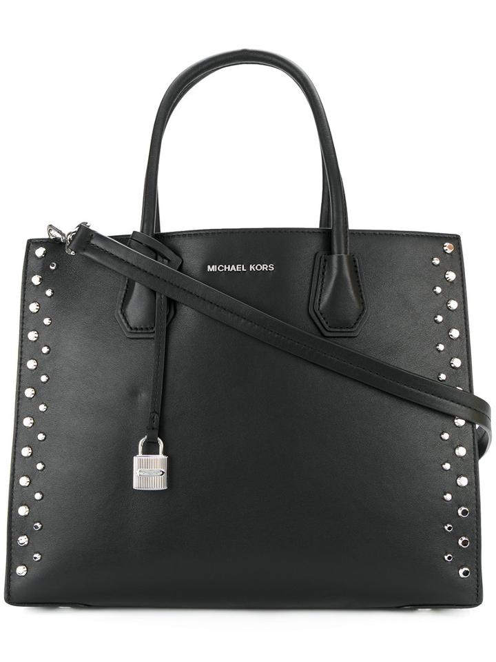 Michael Michael Kors - Stud Lined Boxy Tote - Women - Leather/metal - One Size, Black, Leather/metal