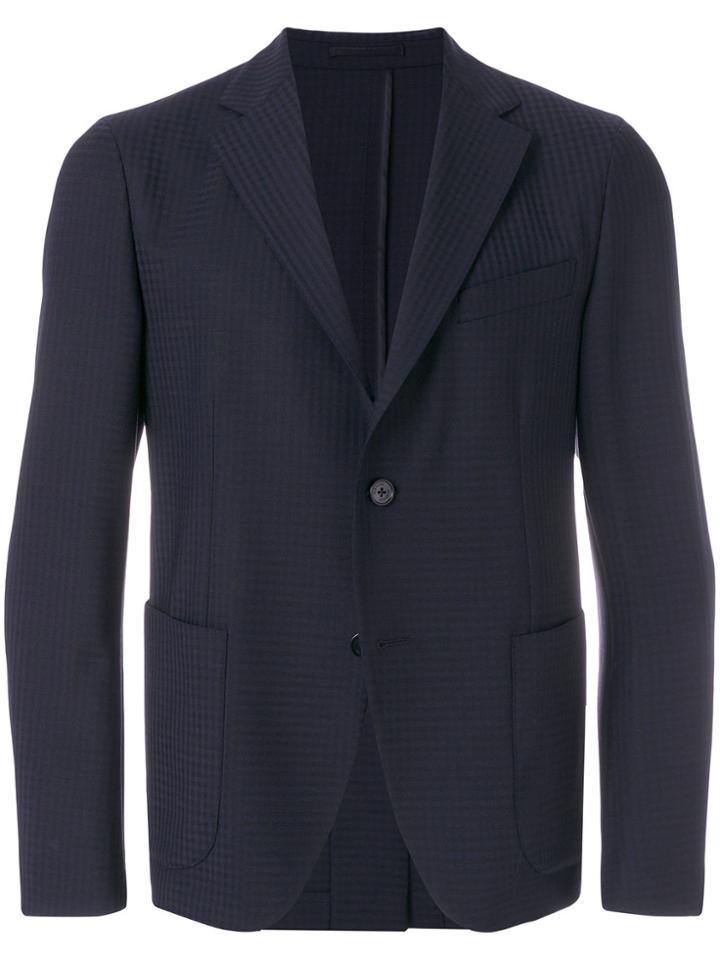 Versace Pinstriped Fitted Blazer - Blue