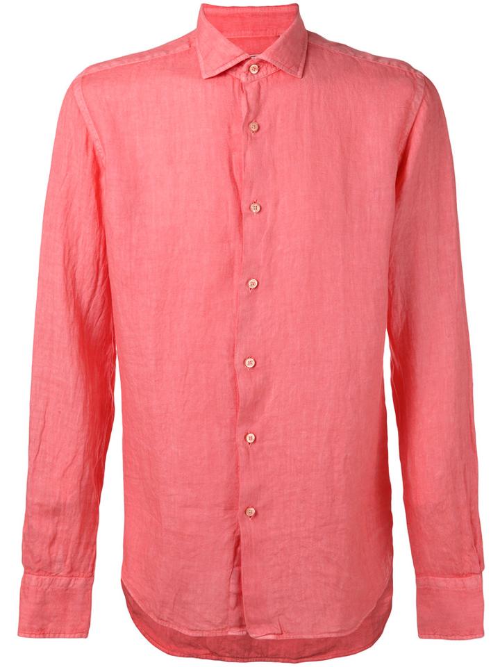 Xacus - Slim-fit Shirt - Men - Linen/flax - 41, Pink/purple, Linen/flax