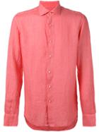 Xacus - Slim-fit Shirt - Men - Linen/flax - 41, Pink/purple, Linen/flax