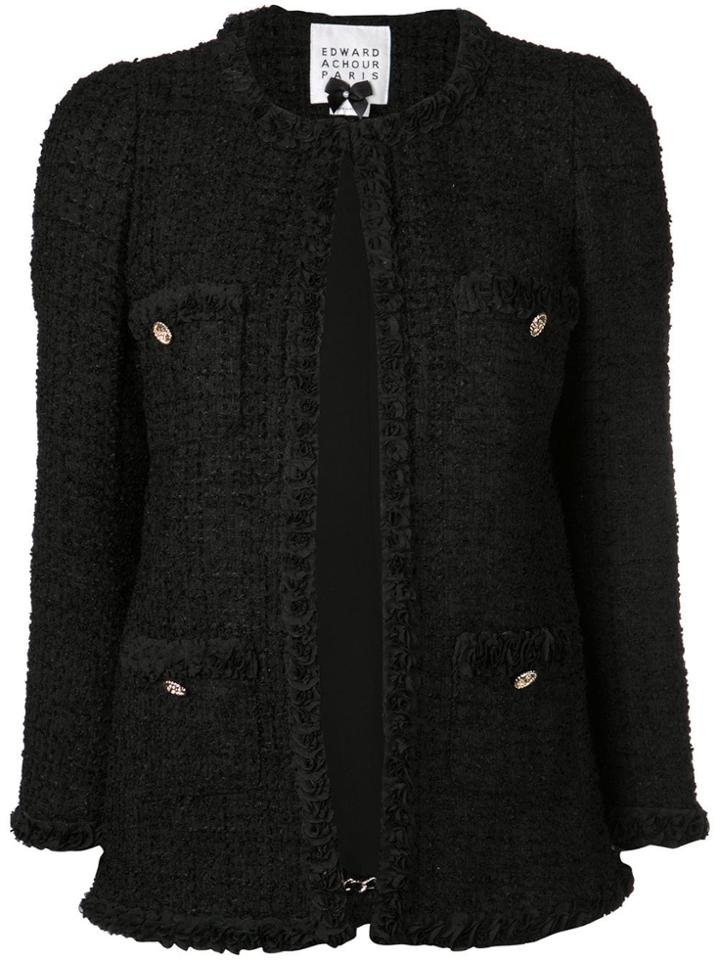 Edward Achour Paris Fitted Tweed Jacket - Black