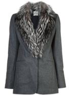 Sam. Fur Collar Tailored Coat - Grey