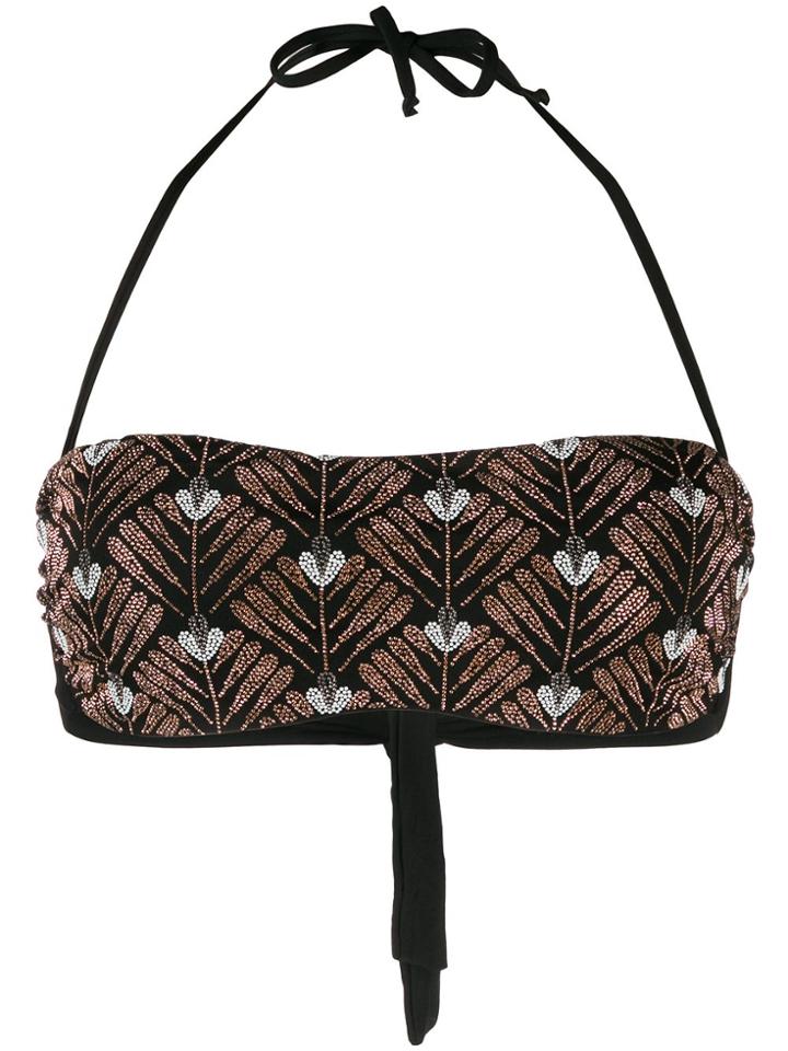Fisico Reversible Rhinestone Bandeau Bikini Top - Black