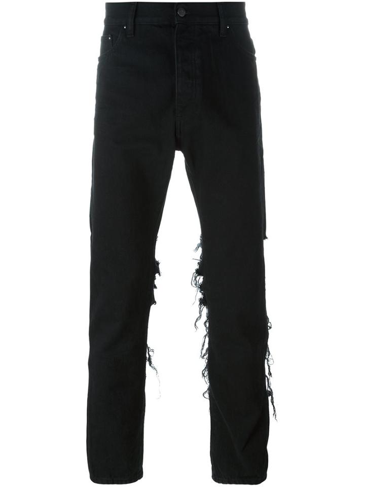 Palm Angels Distressed Jeans, Men's, Size: 33, Black, Cotton