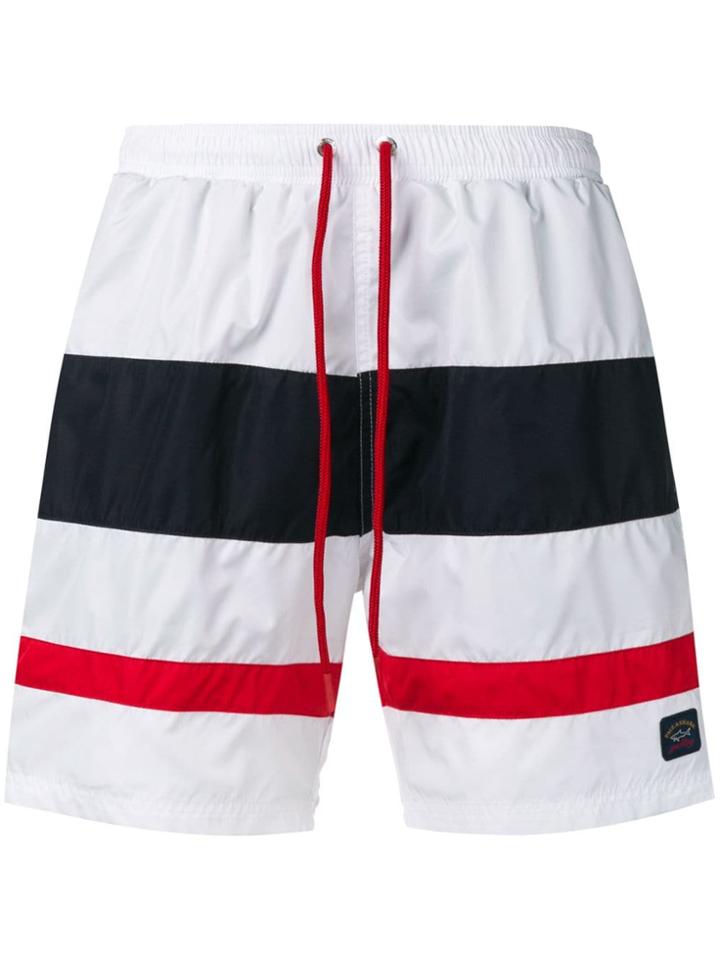 Paul & Shark Striped Swim Shorts - White