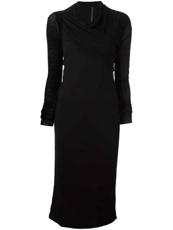 Rick Owens Lilies Draped Jersey Dress, Women's, Size: 42, Black, Cotton/nylon/viscose