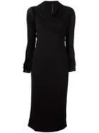 Rick Owens Lilies Draped Jersey Dress, Women's, Size: 42, Black, Cotton/nylon/viscose
