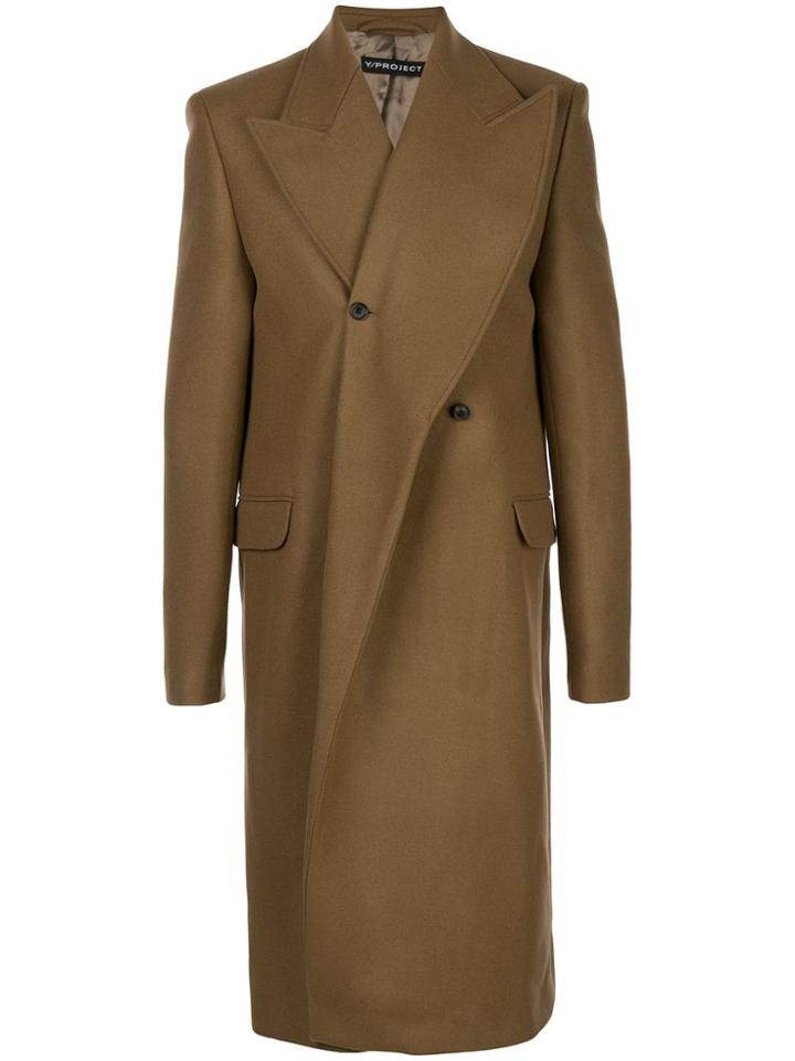 Y/project Asymmetric Double-breasted Coat - Brown