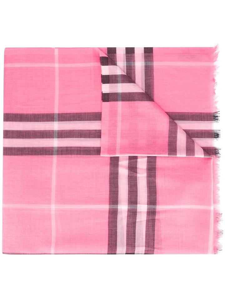 Burberry House Check Scarf, Women's, Pink/purple, Wool/silk