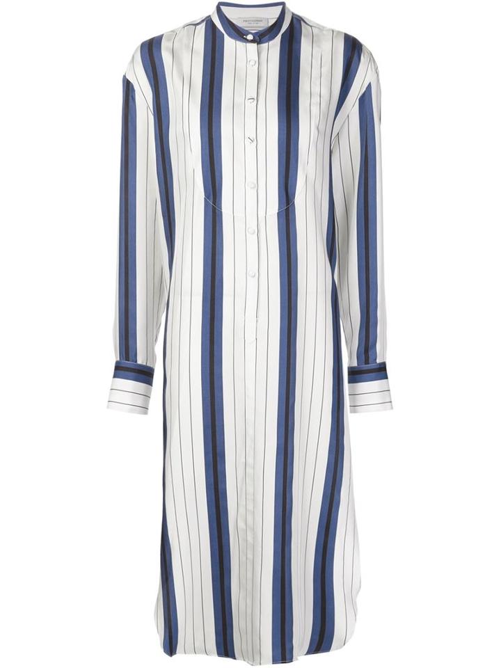 Protagonist Striped Mandaring Collar Shirt Dress
