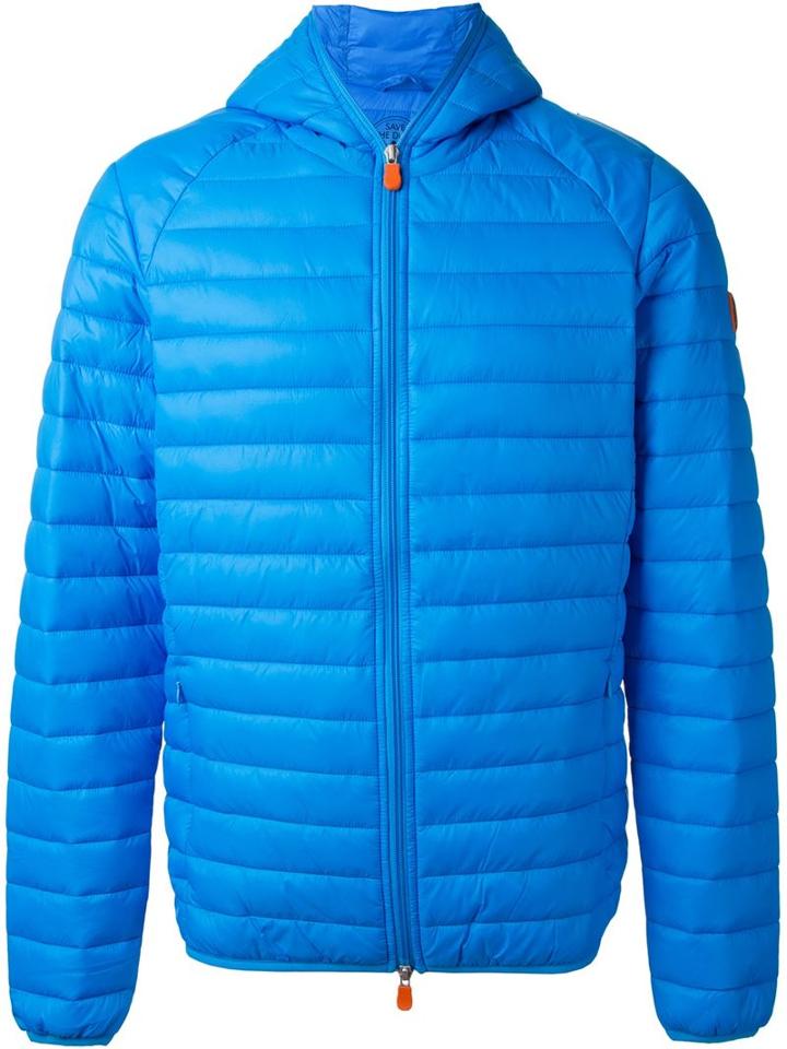 Save The Duck Hooded Puffer Jacket, Men's, Size: Large, Blue, Nylon/polyester