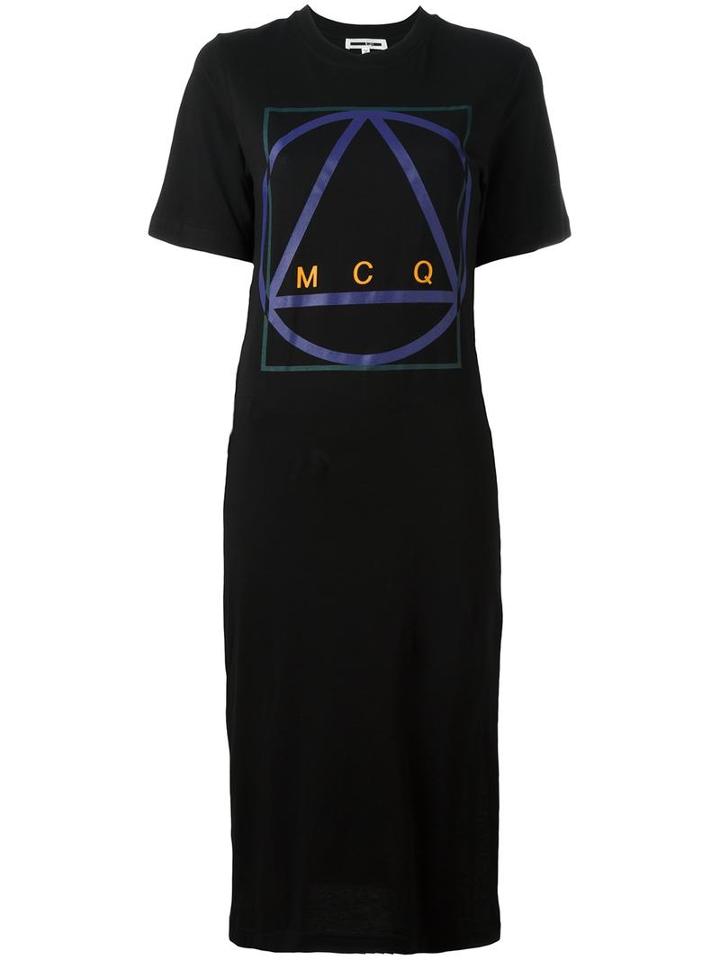 Mcq Alexander Mcqueen Glyph Icon Print T-shirt Dress, Women's, Size: Small, Black, Cotton