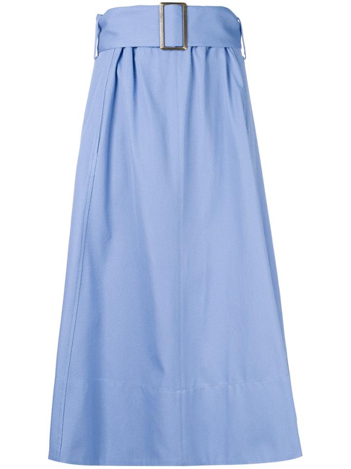 Erika Cavallini Buckle-belt Midi Skirt - Blue