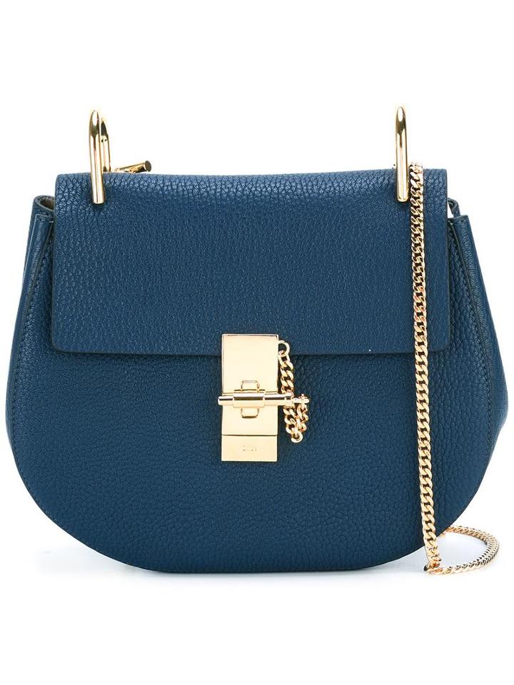 Chloé - Drew Shoulder Bag - Women - Lamb Skin/calf Suede - One Size, Women's, Blue, Lamb Skin/calf Suede