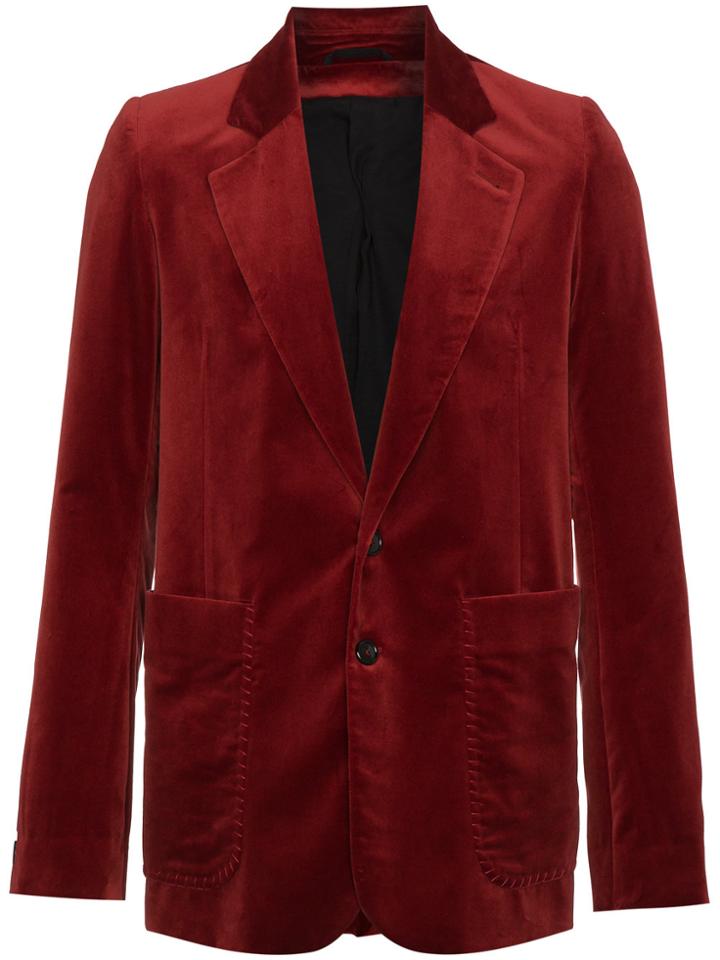 Ann Demeulemeester Velvet Single Breasted Blazer - Red