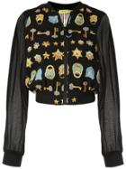 Versace Jeans Couture Multi-logo Print Bomber Jacket - Black