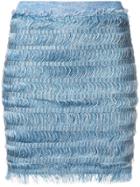Balmain Fringe Pencil Skirt - Blue