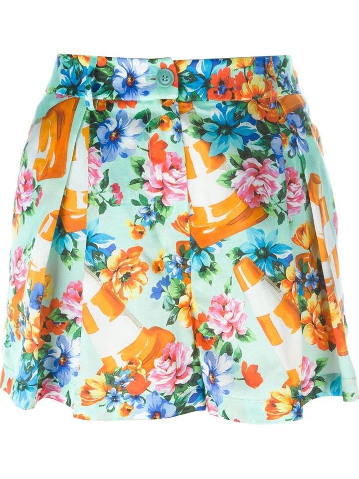Moschino Floral And Traffic Cone Print Shorts