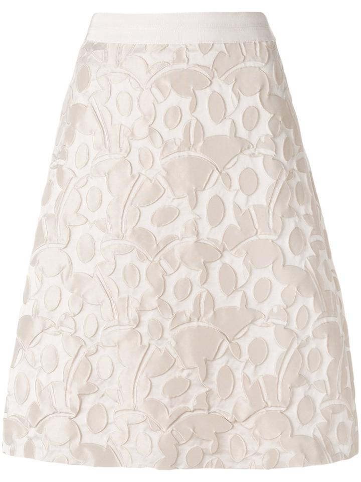 Luisa Cerano Embossed Detail A-line Skirt - Nude & Neutrals